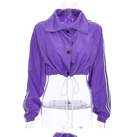 2 pieces set purple crop jacket + mini skirt - Picture 2 of 5